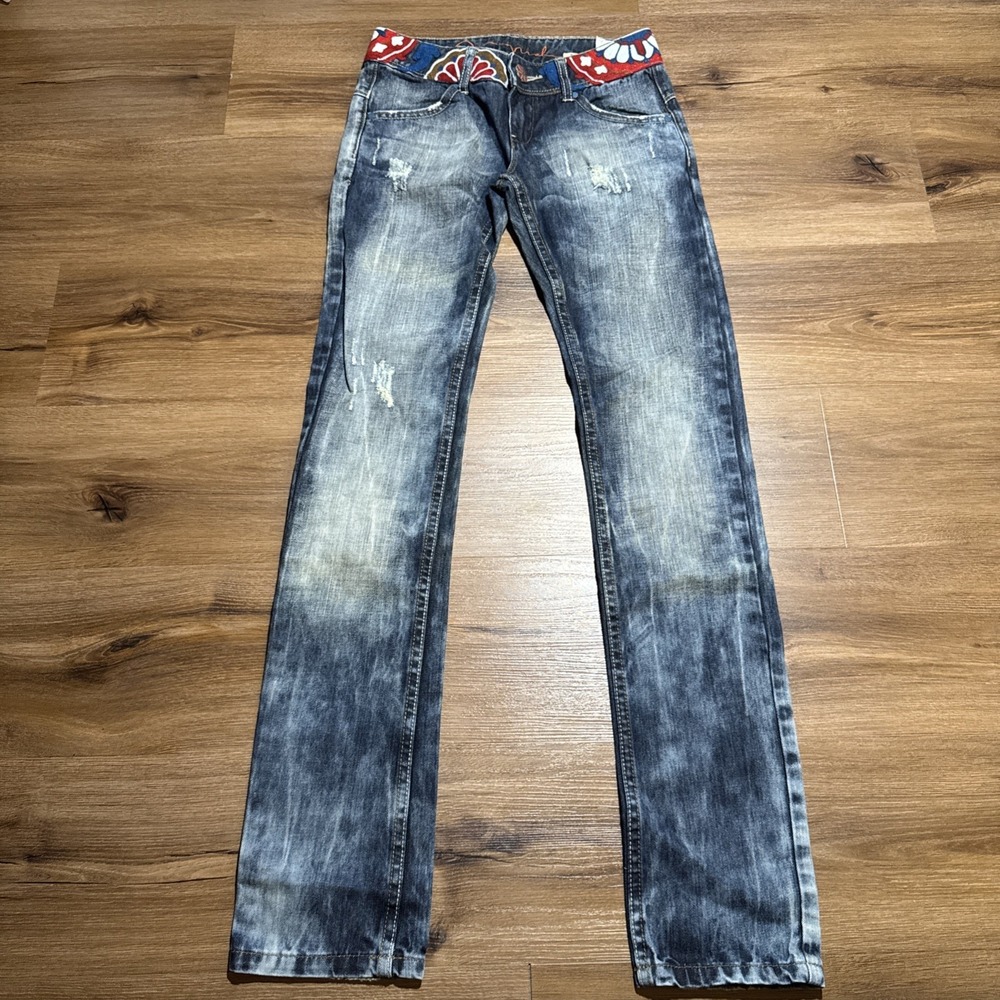 Desigual Size 34 actual 26X33" Slim Skinny Fit Women's Floral Waist Denim Jeans